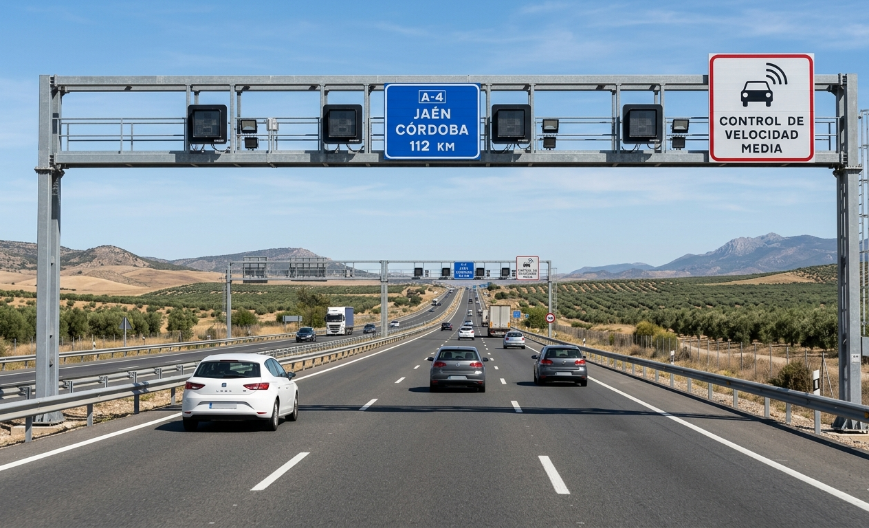 Sistema de radar de tramo en carretera española con control de velocidad media