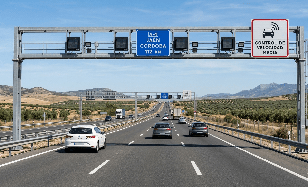 Sistema de radar de tramo en carretera española con control de velocidad media