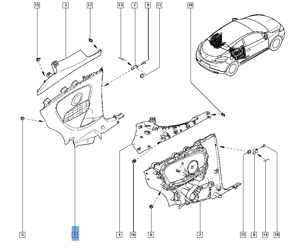 Panel puerta tra dcha Renault Megane III