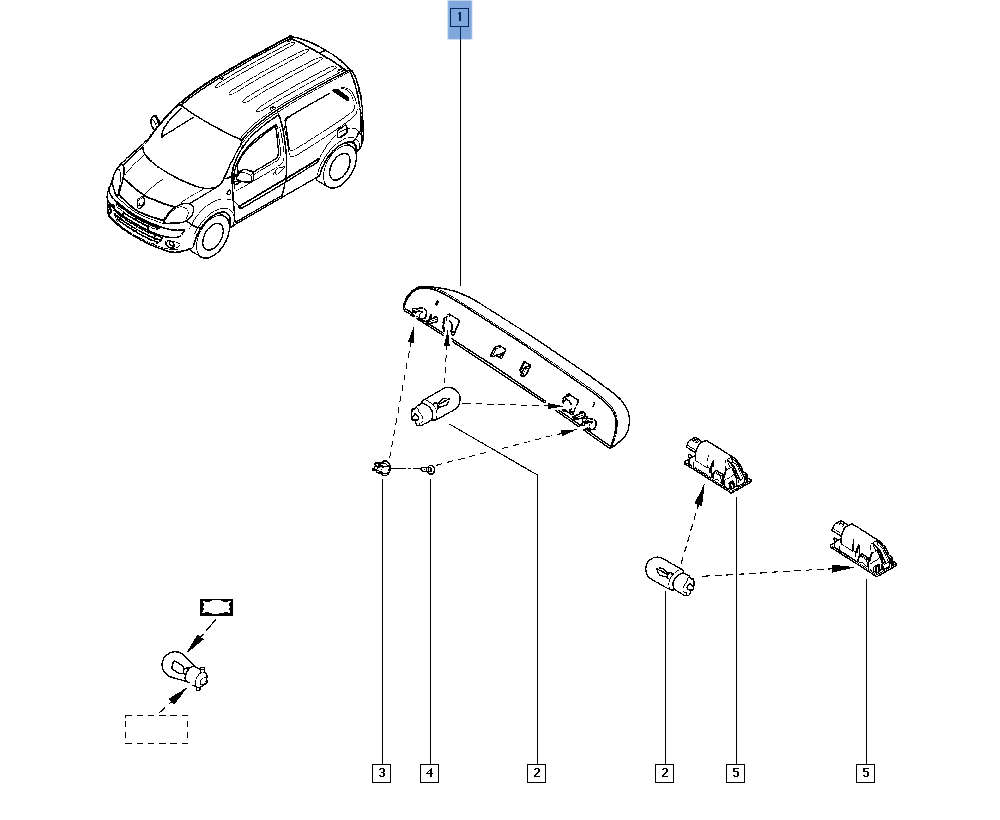 Luz matricula Renault Kangoo I