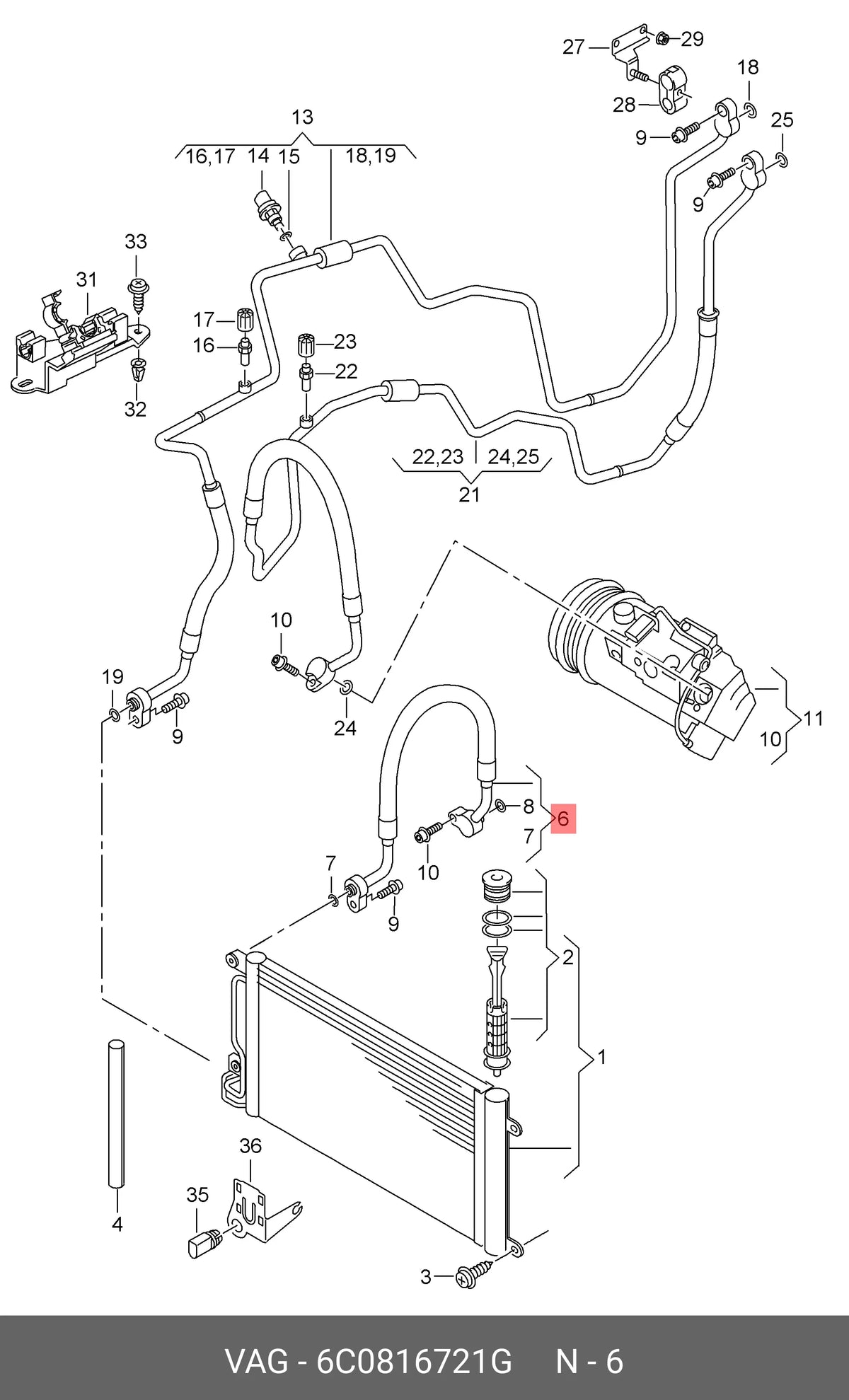 Tubo A/C VW Polo 09-17 6C0816721G_