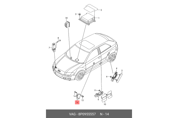 Sensor impacto Audi 8P0955557 - AutoRR 8P0955557