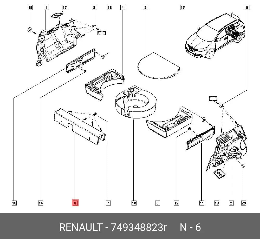 Moldura Maletero Renault Kadjar 15-22 749348823R
