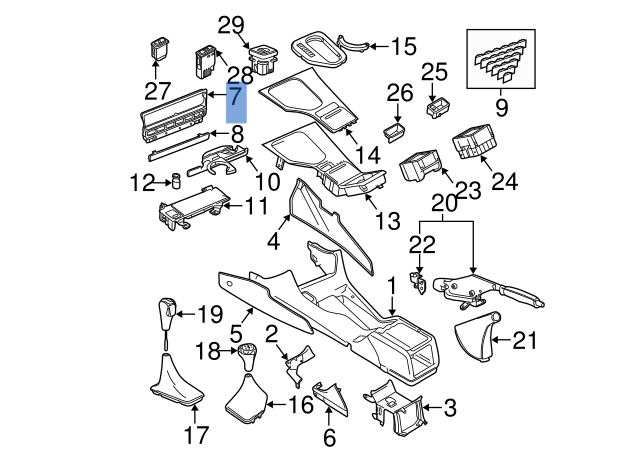 Embellecedor consola central BMW E39