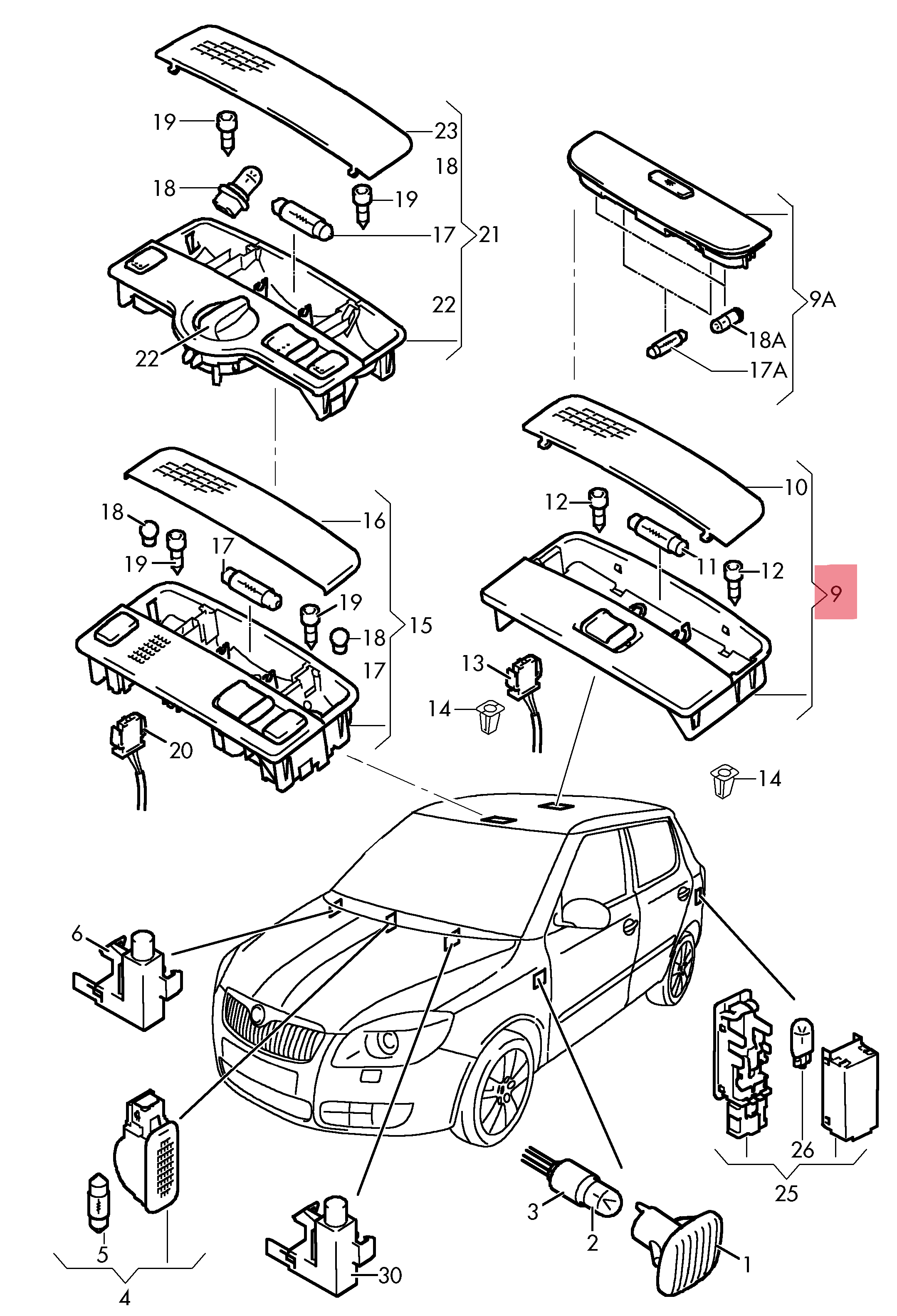 Luz techo interior Seat Ibiza I - AutoRR 6L0947105A