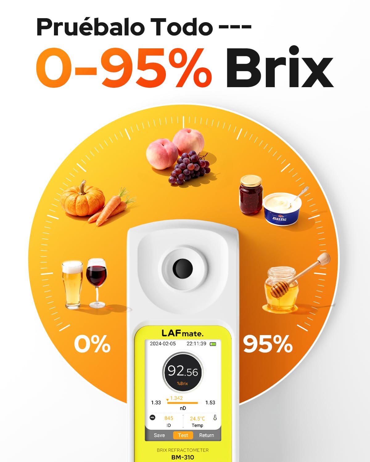 Refractómetro Digital Brix Profesional 0-95% – Precisión con Tecnología ATC