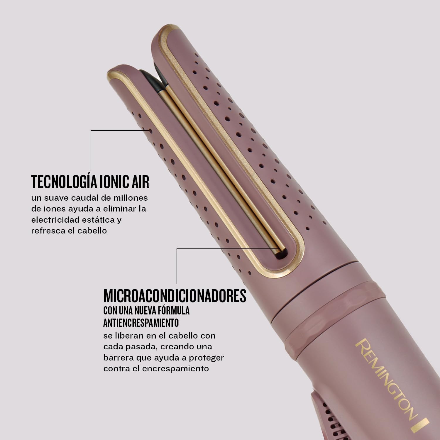 Rizador Giratorio Remington AIRvive – Rizos Automáticos con Aire Ionizado y Brillo Pro