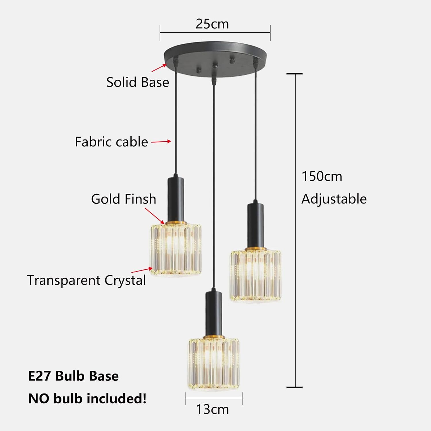 Lámpara de Araña Crystal Lux S-Cevada – Elegancia en Cascada (Set de 3 Luces)