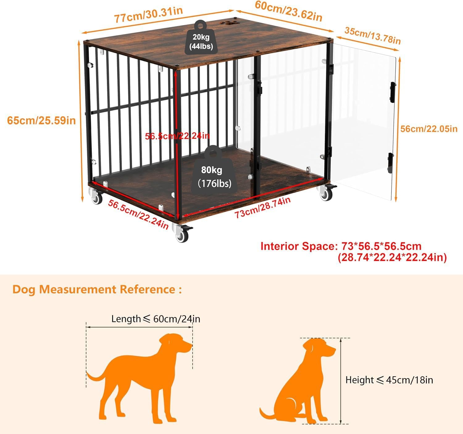 Jaula-Mueble para Perros BingoPaw – Vidrio Templado y Diseño Modular (77x60x65cm)