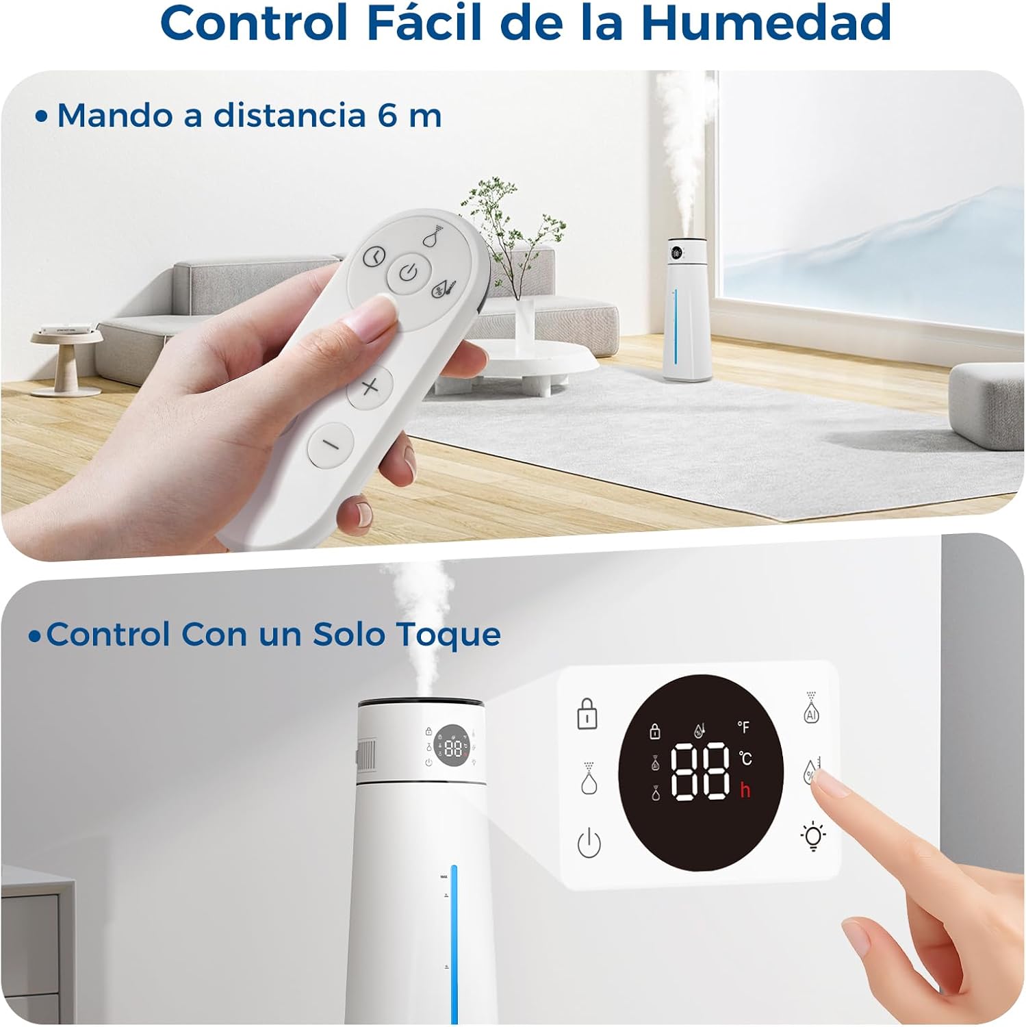 Humidificador Ultrasónico PNTCK 8L – Autonomía de 80 Horas, Control Inteligente y Silencio Total