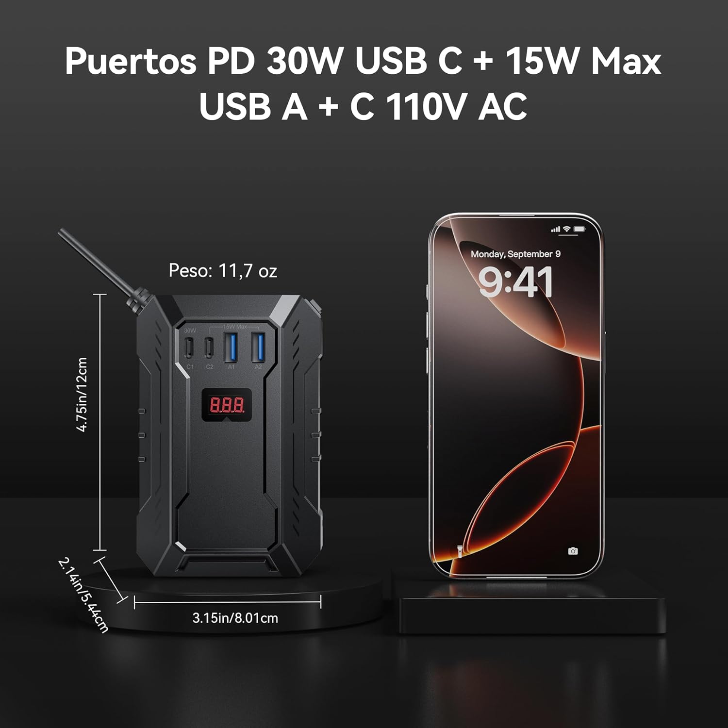 Inversor de Corriente BESTEK 400W – Onda Sinusoidal Pura de 12V a 220V