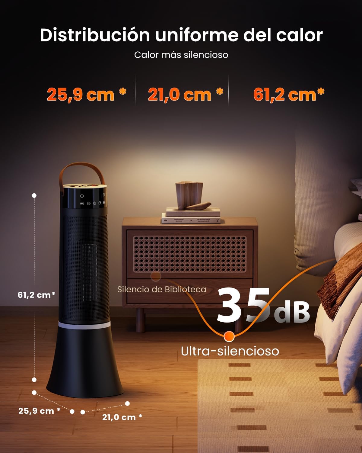 Calefactor Cerámico Inteligente PNTCK – Potencia de 2000W, Bajo Consumo y Mando a Distancia