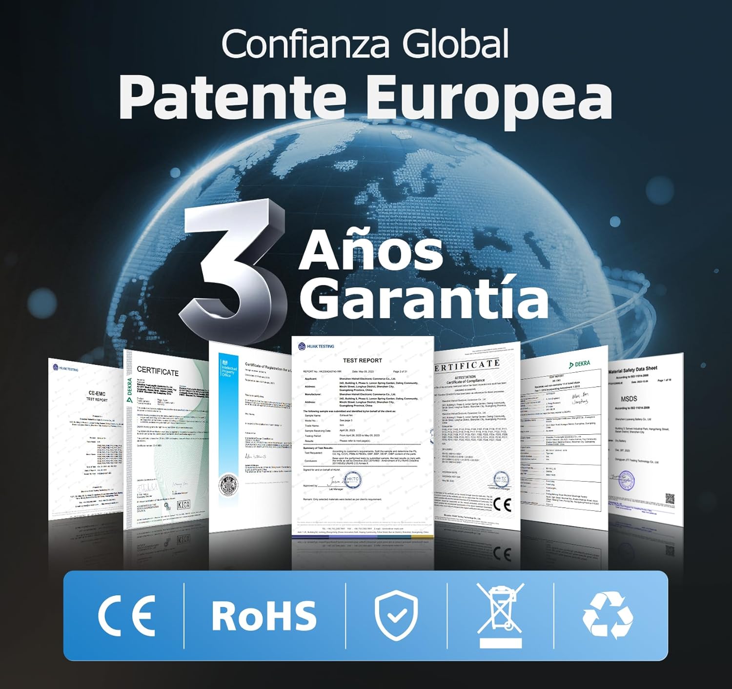 Extractor de Baño Inteligente BUMSOU RU109 – 100mm, Control de Humedad y Sensor Digital