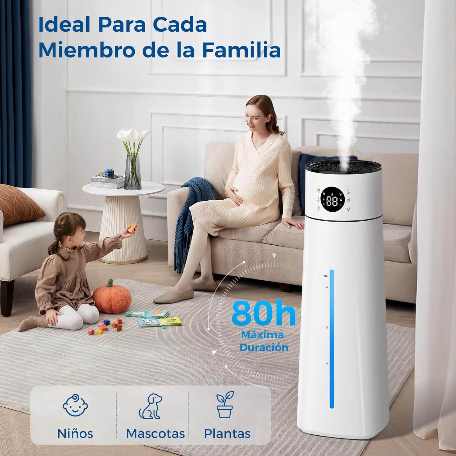 Humidificador Ultrasónico PNTCK 8L – Autonomía de 80 Horas, Control Inteligente y Silencio Total