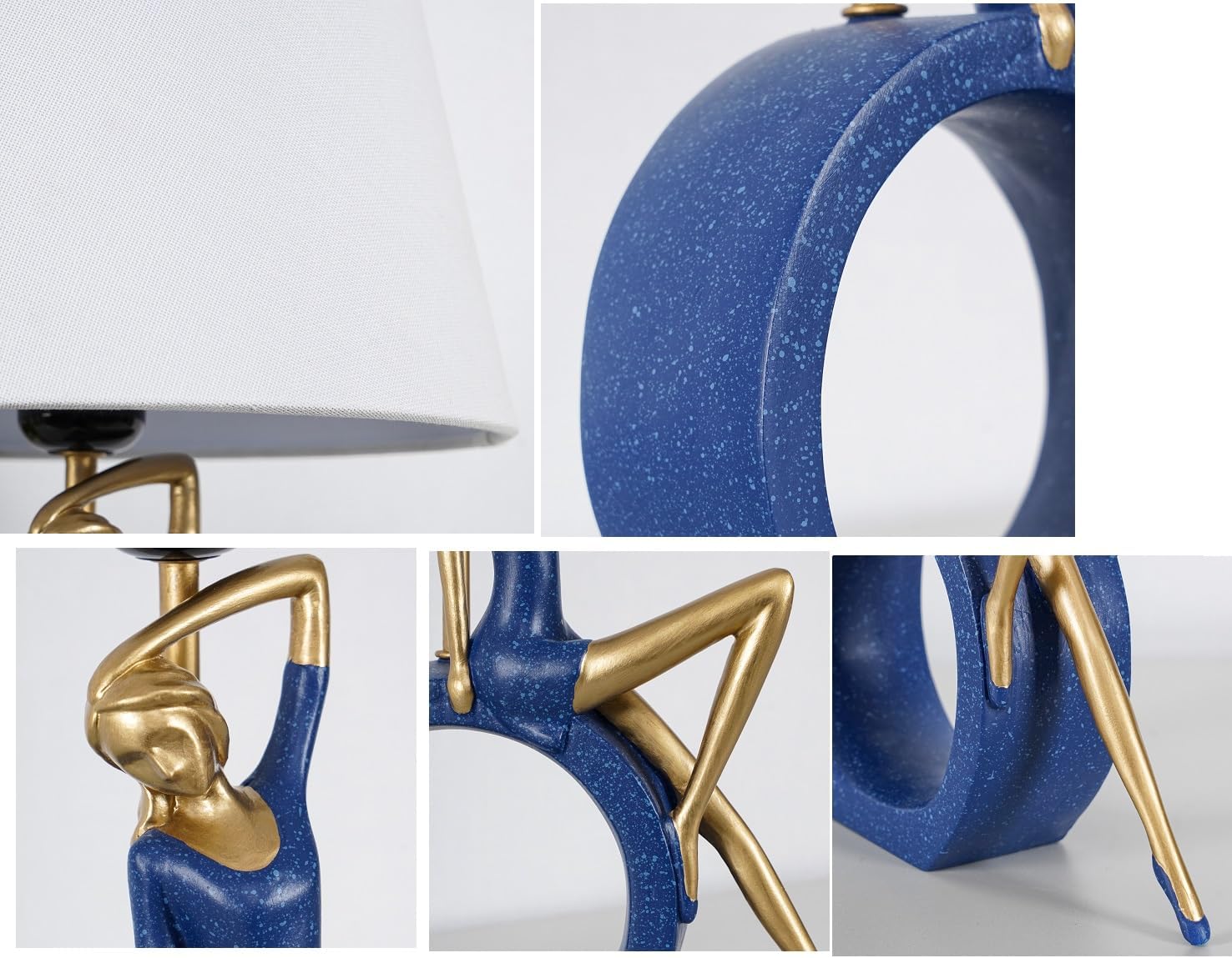 Lámpara de Mesa de Diseño "Blue & Gold" – Elegancia Moderna en Resina y Lino