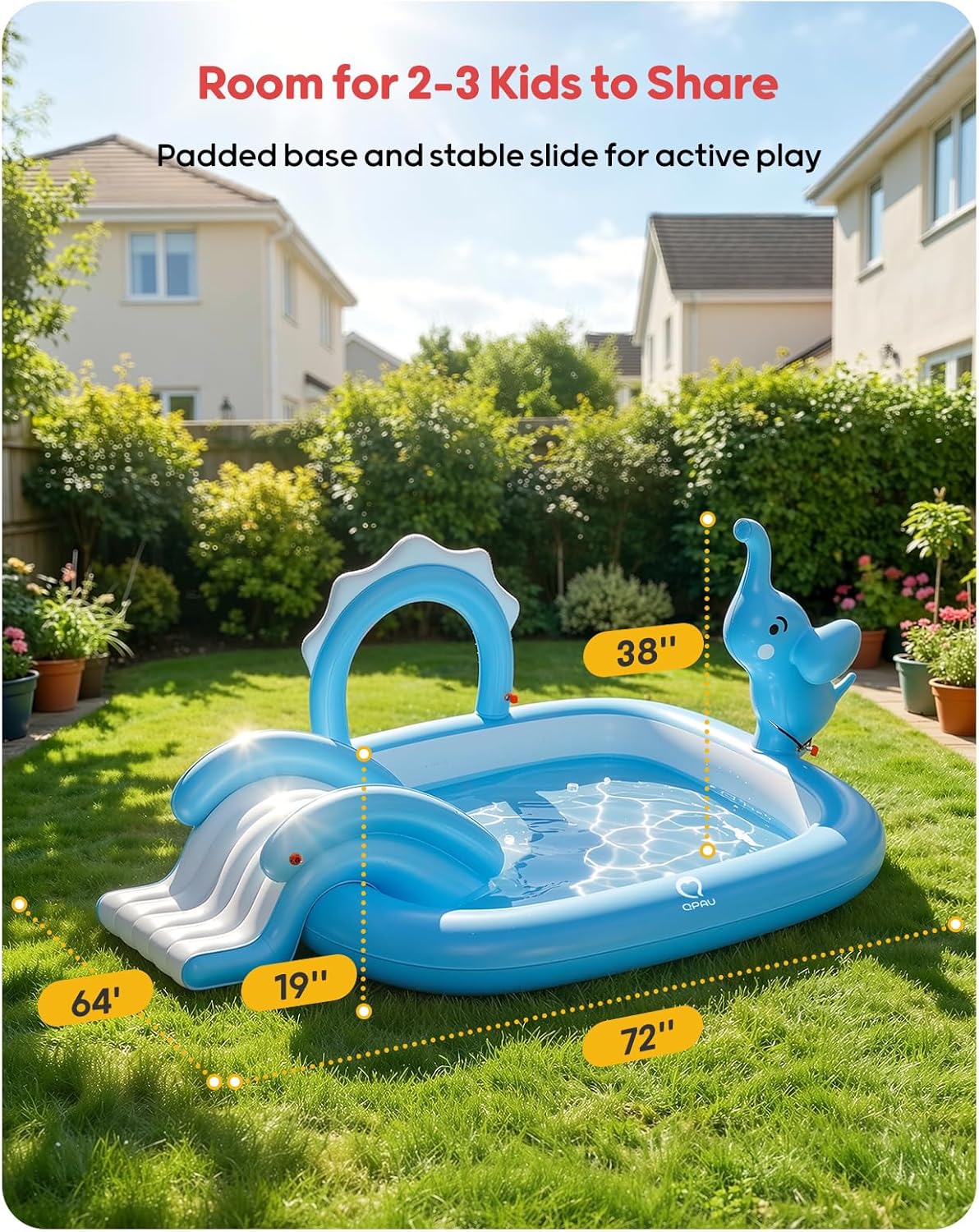 Centro de Juegos Acuático "Elefante Mágico" – Piscina Infantil con Tobogán y Rociadores