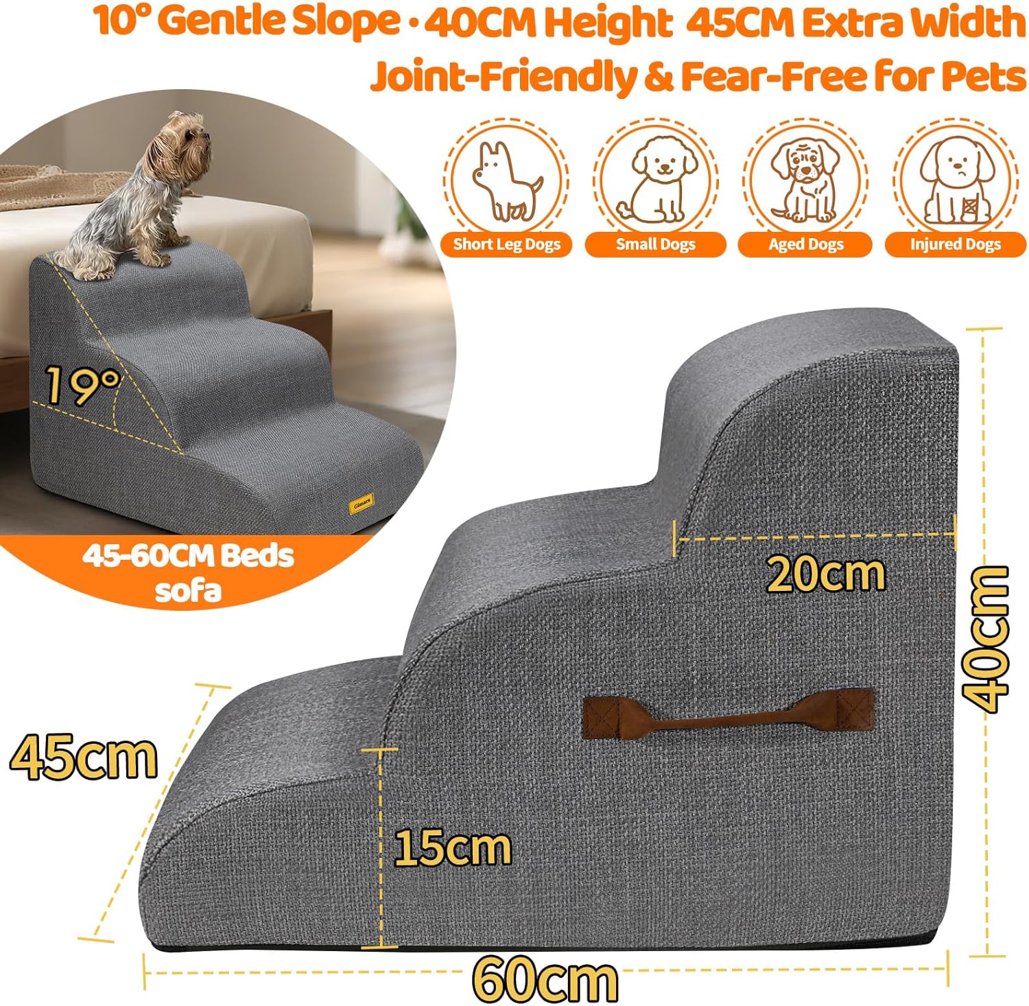 Escalera de Espuma Gimars para Mascotas – Comodidad y Seguridad para tu Mejor Amigo