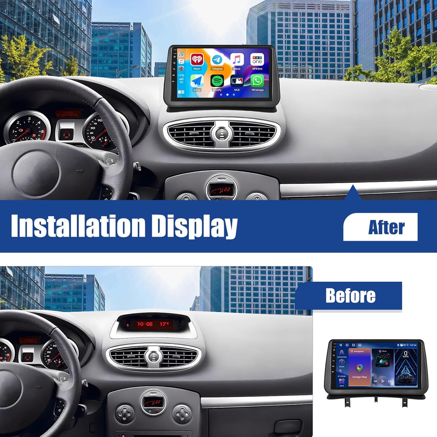 Pantalla Táctil CarPlay&Android Renault Clio 3 2005-2014