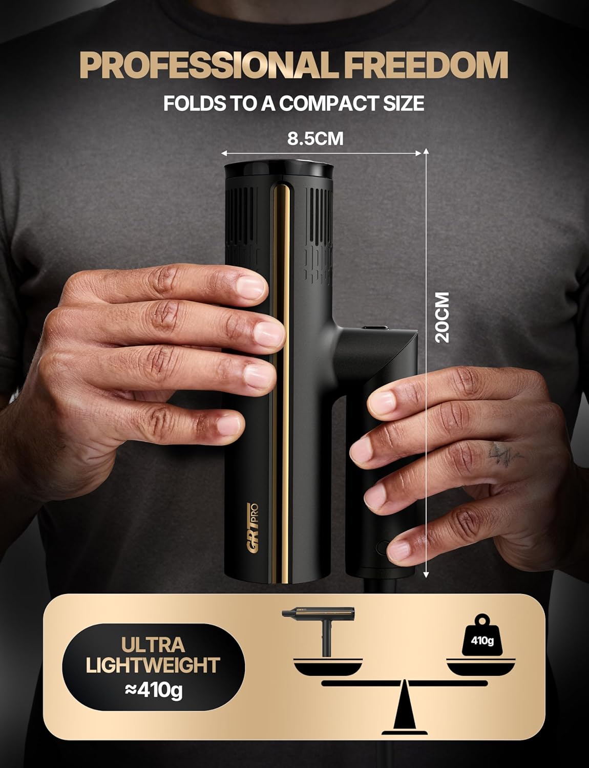 Secador Profesional GRT PRO G-XD20 – Potencia de 2200W, Motor Digital y Tecnología Iónica