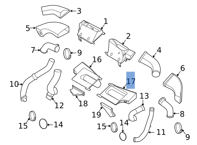 Guia izquierda intercooler Porsche 911 992