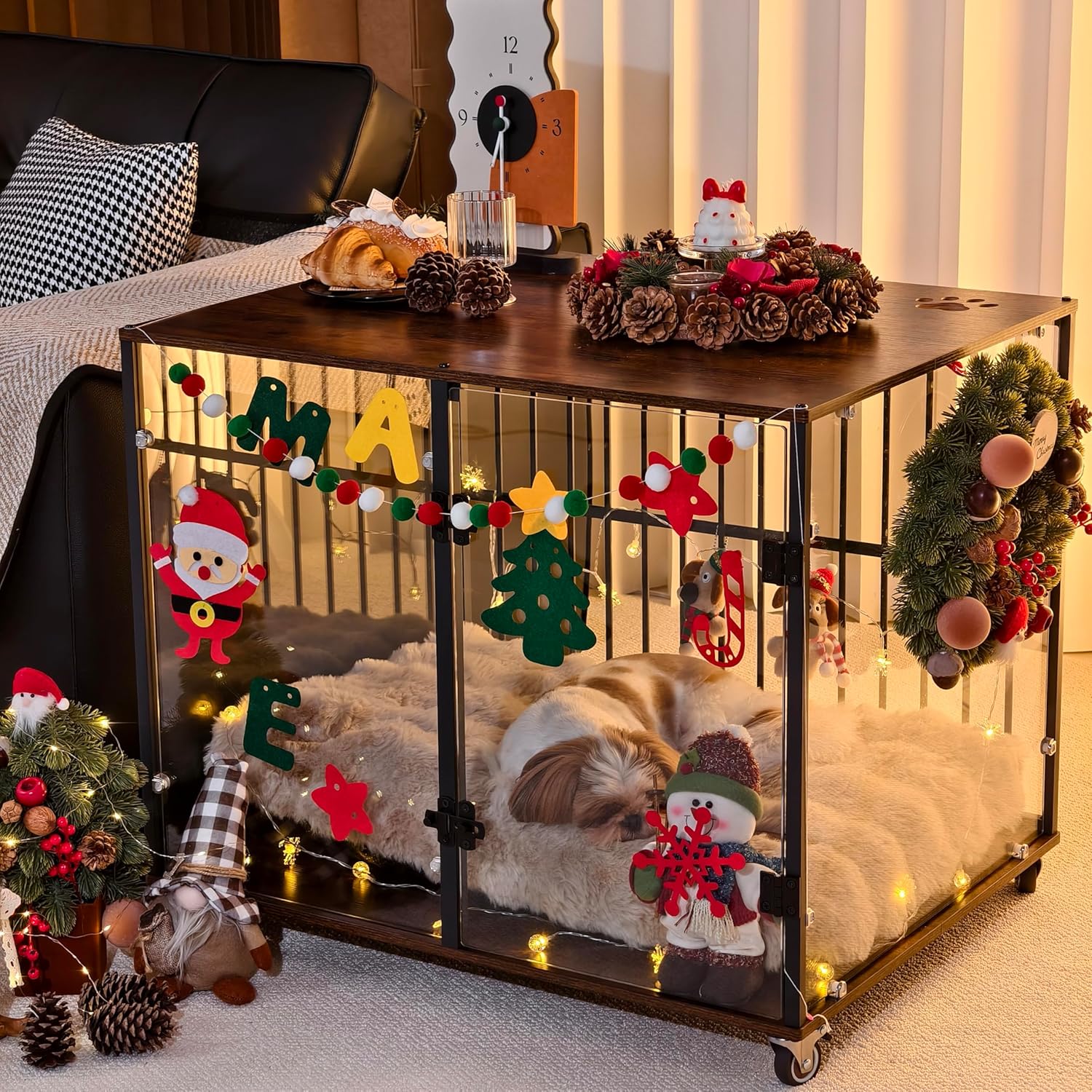 Jaula-Mueble para Perros BingoPaw – Vidrio Templado y Diseño Modular (77x60x65cm)