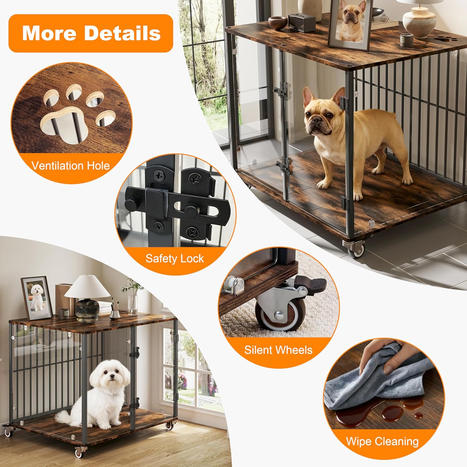 Jaula-Mueble para Perros BingoPaw – Vidrio Templado y Diseño Modular (77x60x65cm)