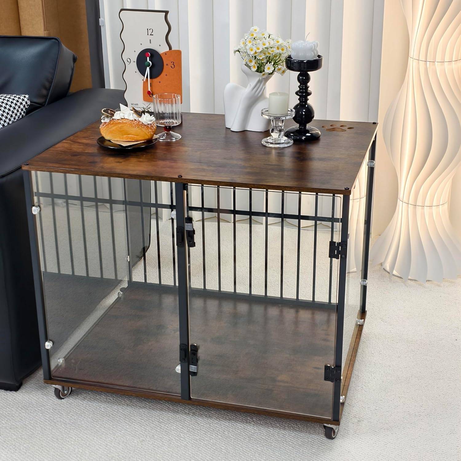 Jaula-Mueble para Perros BingoPaw – Vidrio Templado y Diseño Modular (77x60x65cm)