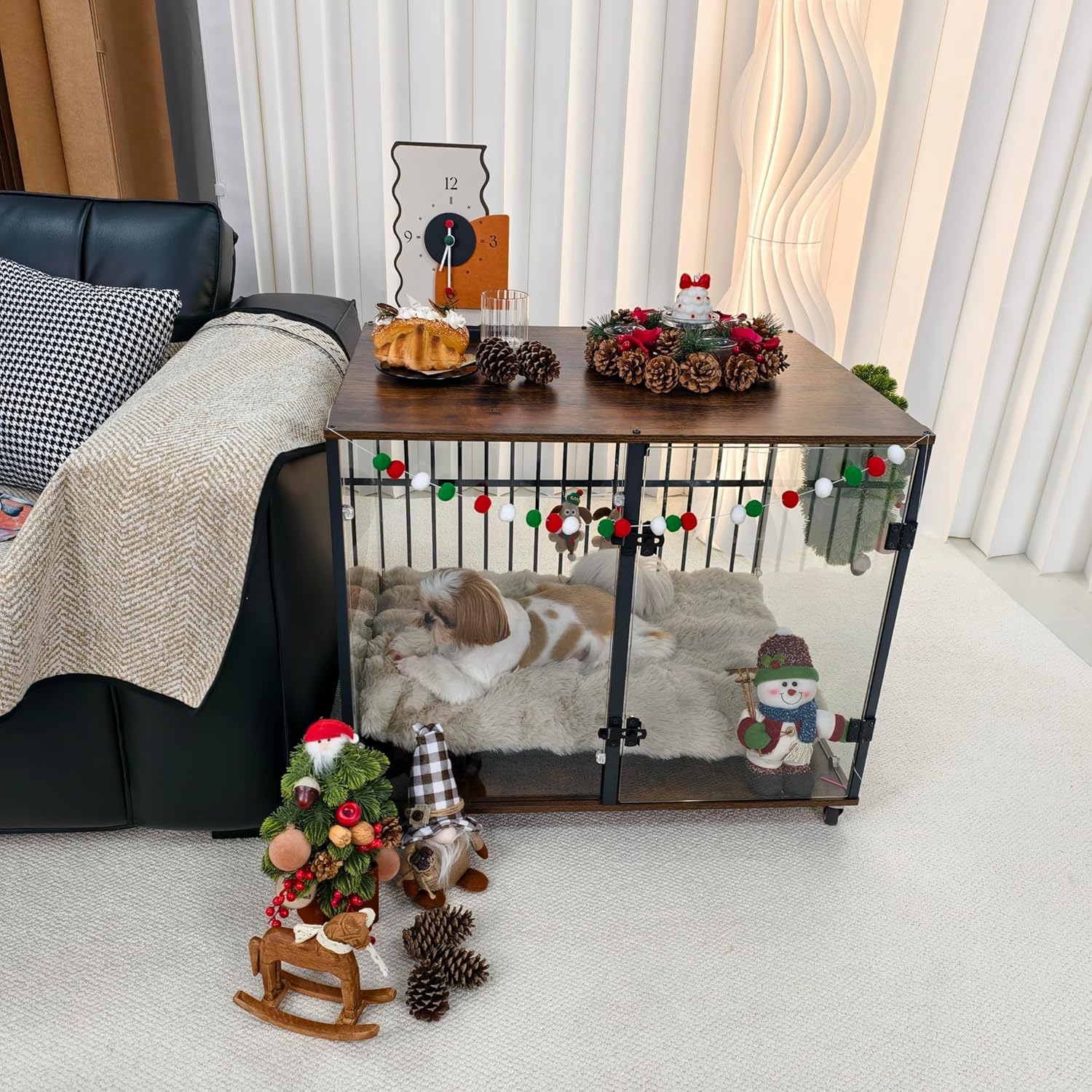Jaula-Mueble para Perros BingoPaw – Vidrio Templado y Diseño Modular (77x60x65cm)