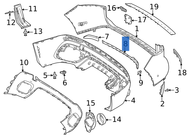 Moldura paragolpes trasero Mercedes W247 Fase 2