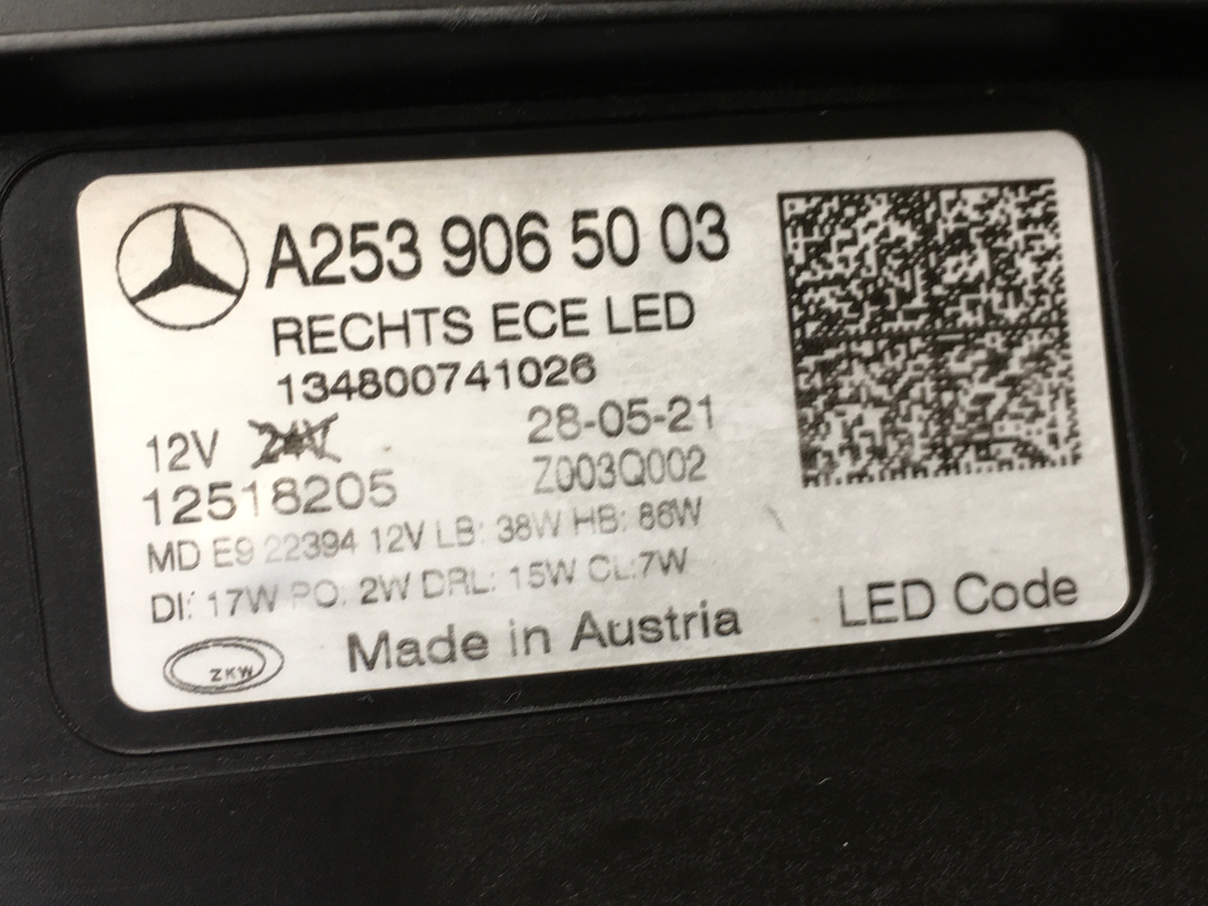 Faro derecho Mercedes W253