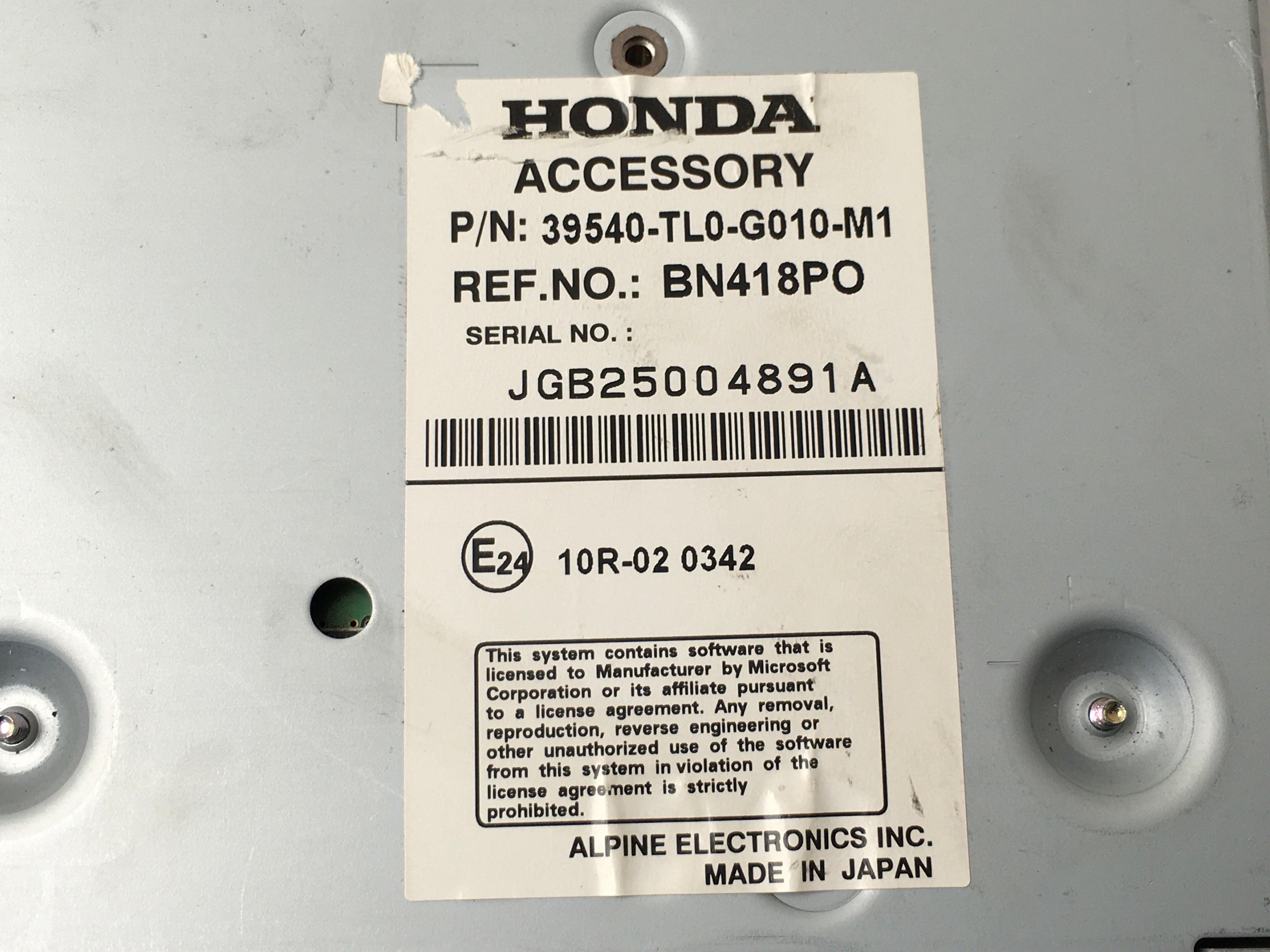 Lector DVD Honda 39540TL0G010M1 - AutoRR 39540TL0G010M1