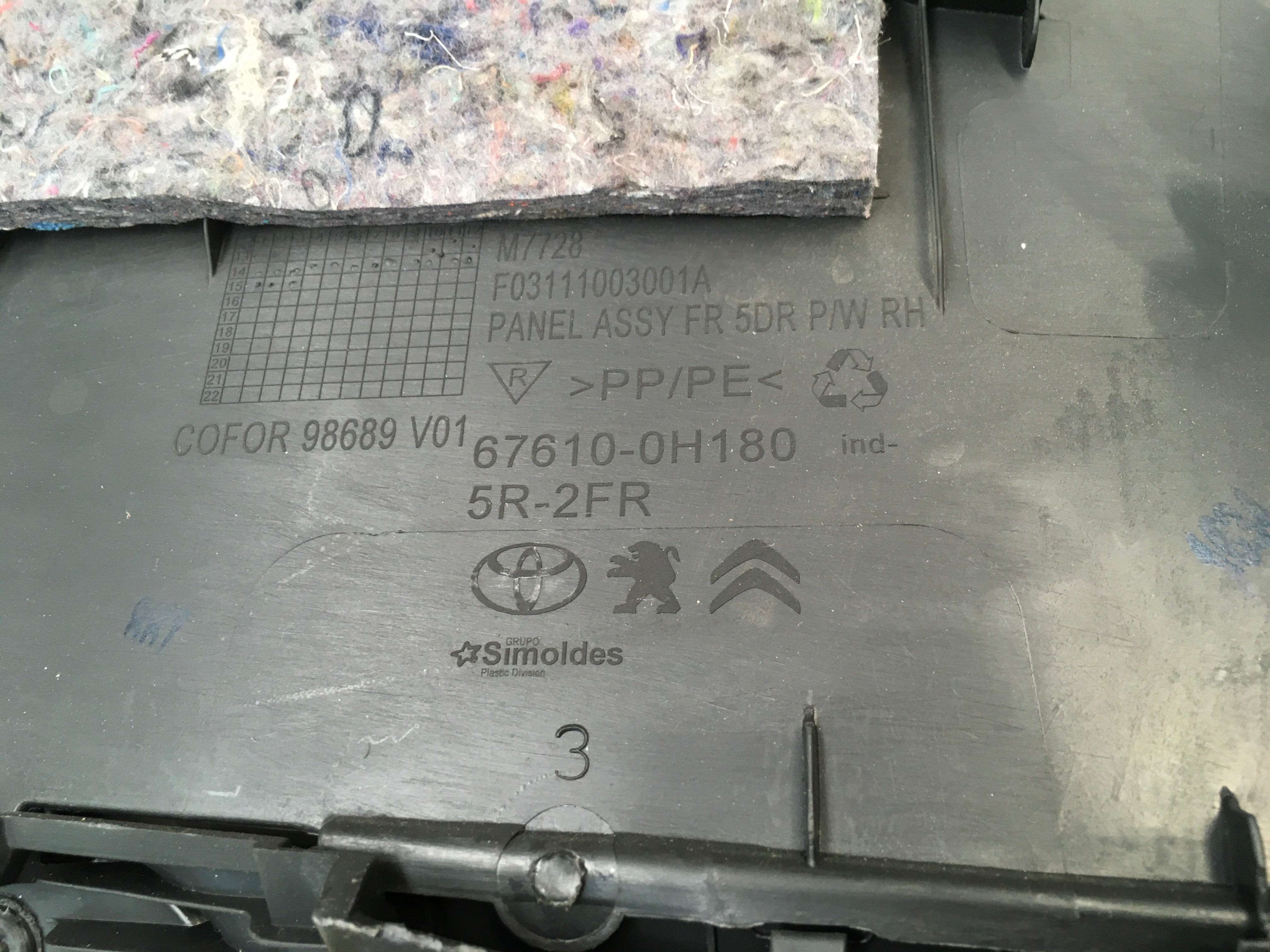 Panel puerta del dcha Toyota Aygo II Peugeot 108