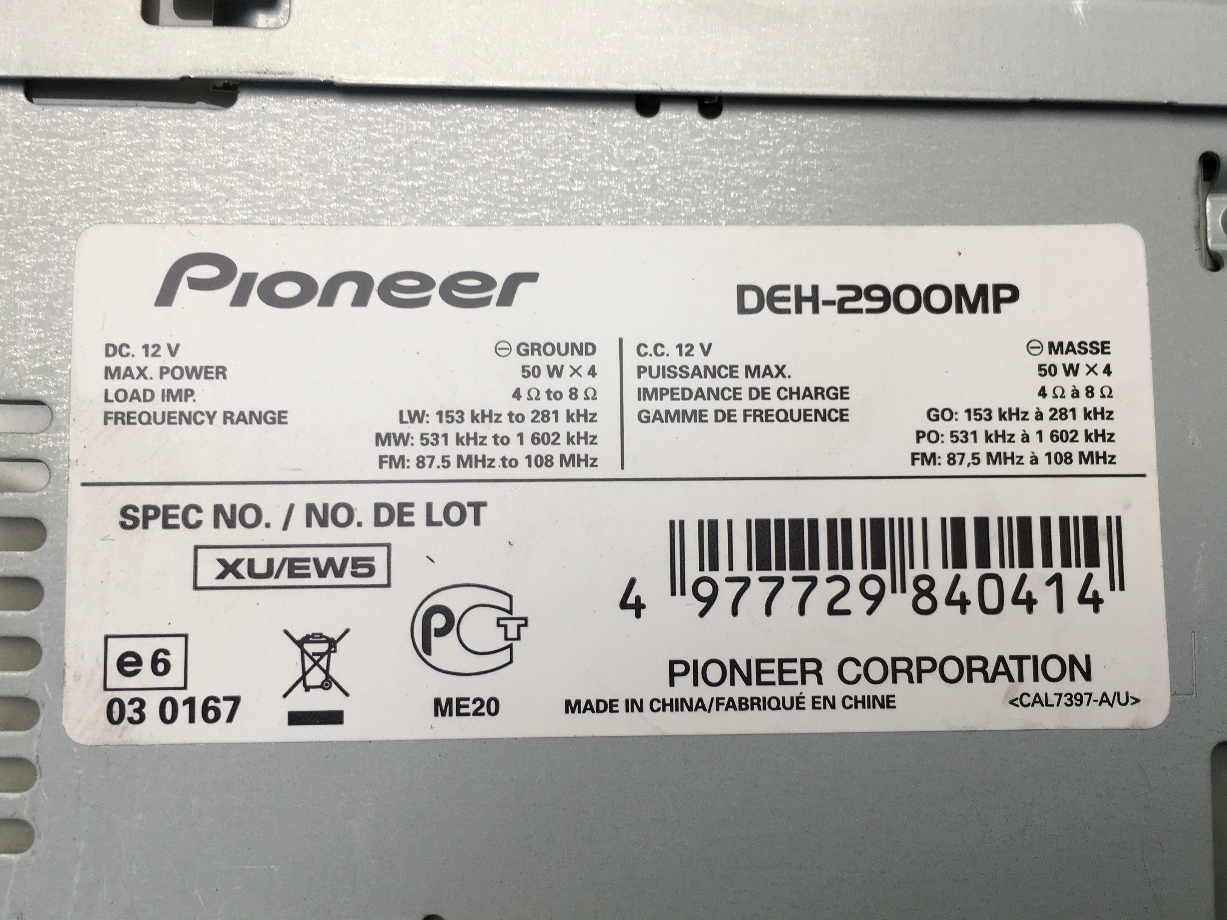 Radio Pioneer DEH-2900MP