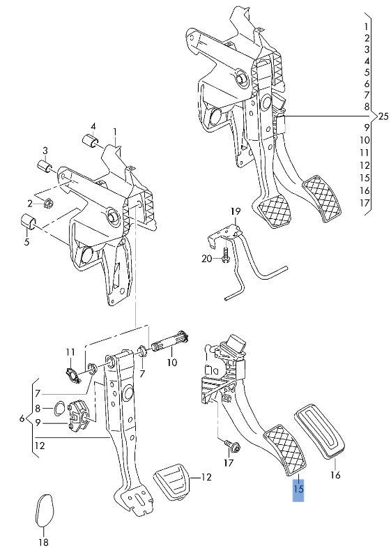 Pedal acelerador VW 5Q1723503F