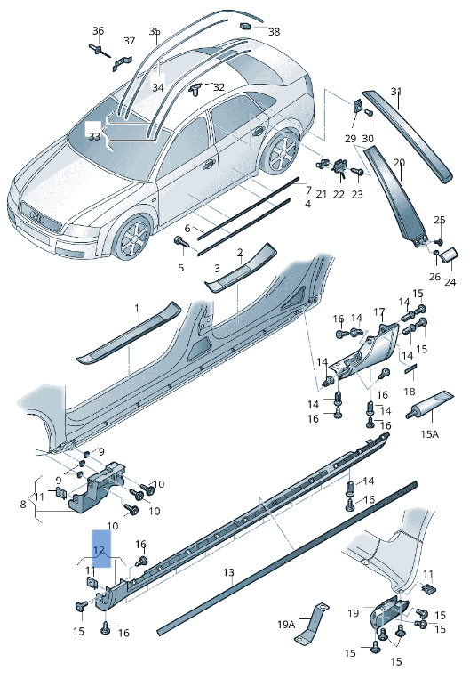 Faldon derecho Audi A4 B7