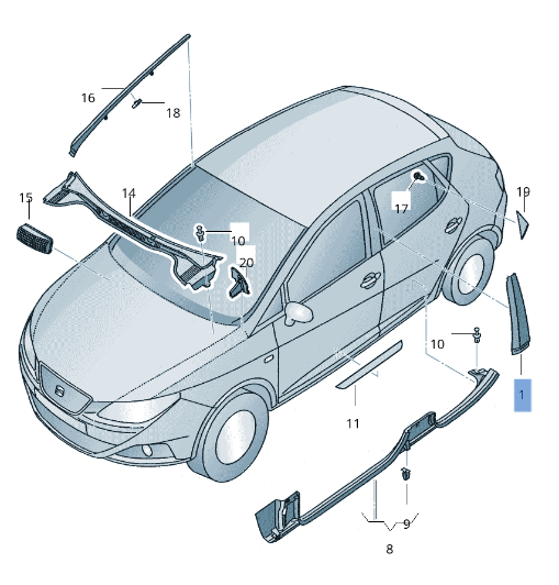 Columna izquierda Seat Ibiza IV 6J