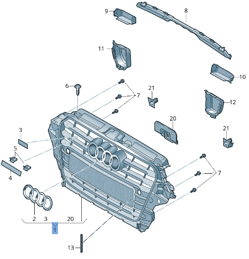 Rejilla Radiador Audi A3 8V