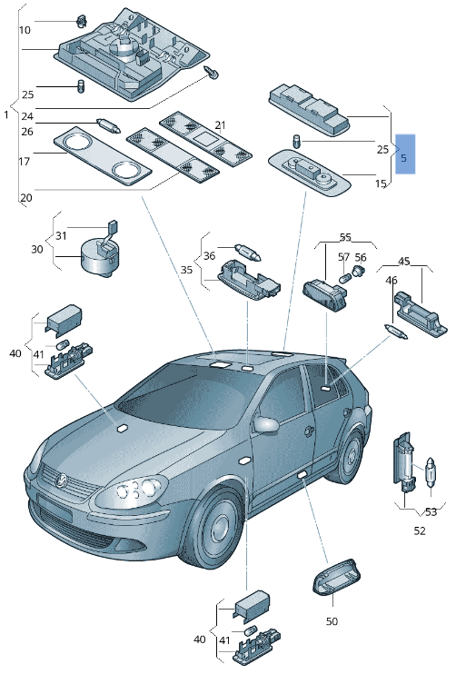 Luz techo VW Golf V 1K