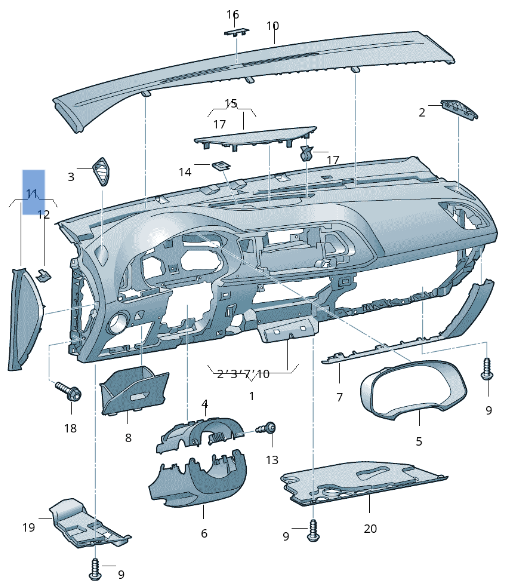 Panel derecho salpicadero Seat Leon III