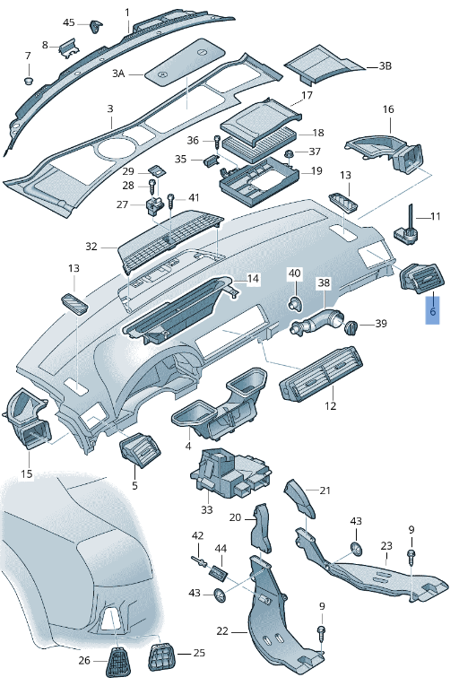 Rejilla derecha Audi A4 B7