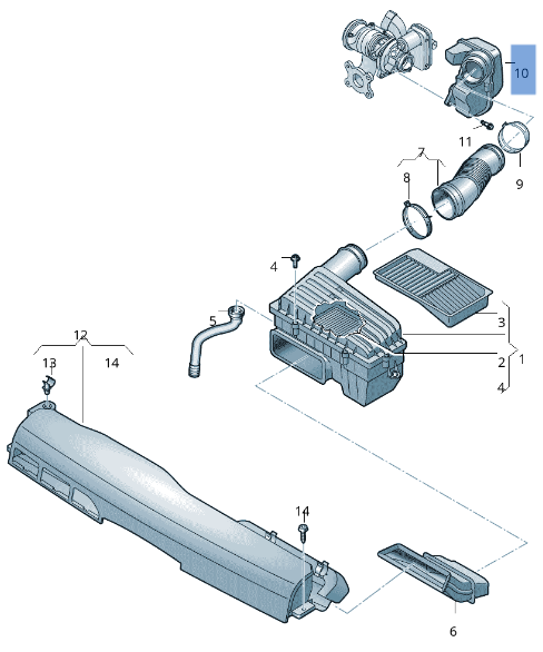 Conector entrada aire VW 05E129654K