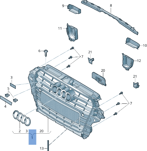 Rejilla radiador Audi A3 8V - AutoRR 8V38536511QP