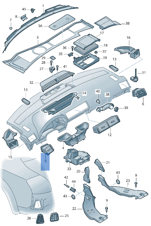 Rejilla izquierda Audi A4 B7