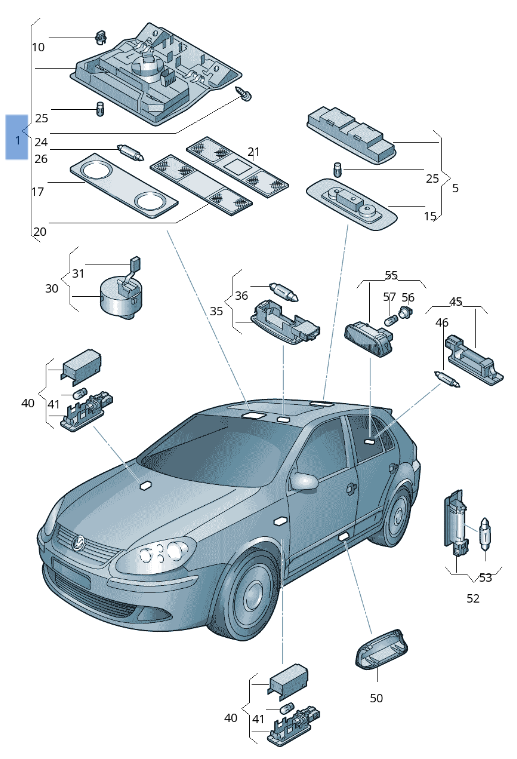 Luz techo VW Golf V 1K