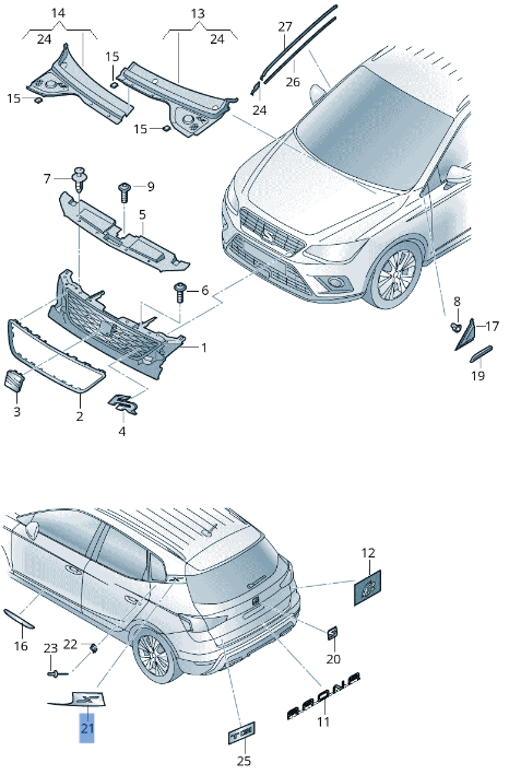 Moldura tra izq Seat Arona FR