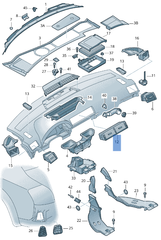 Rejillas centrales Audi A4 B7