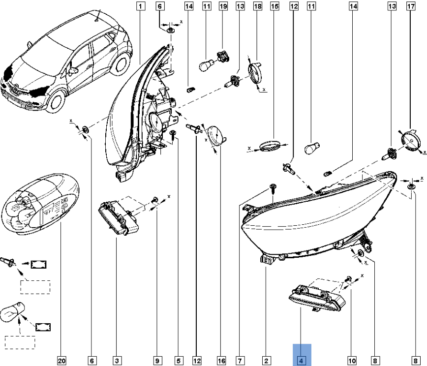 Faro diurno izquierdo Renault Captur - AutoRR 266055303R