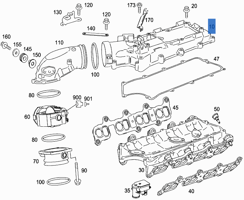 Colector admision Mercedes W164 W221 W211