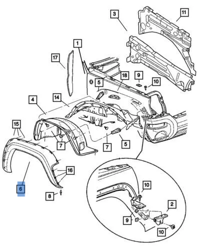 Aletin del dcho Jeep Cherokee KJ