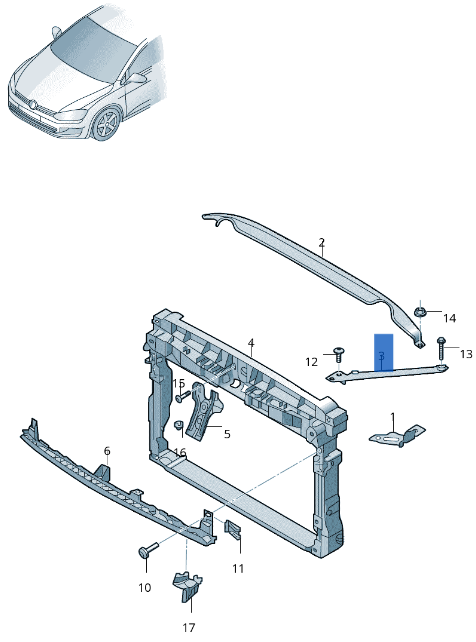 Soporte radiador izq VW Golf VII